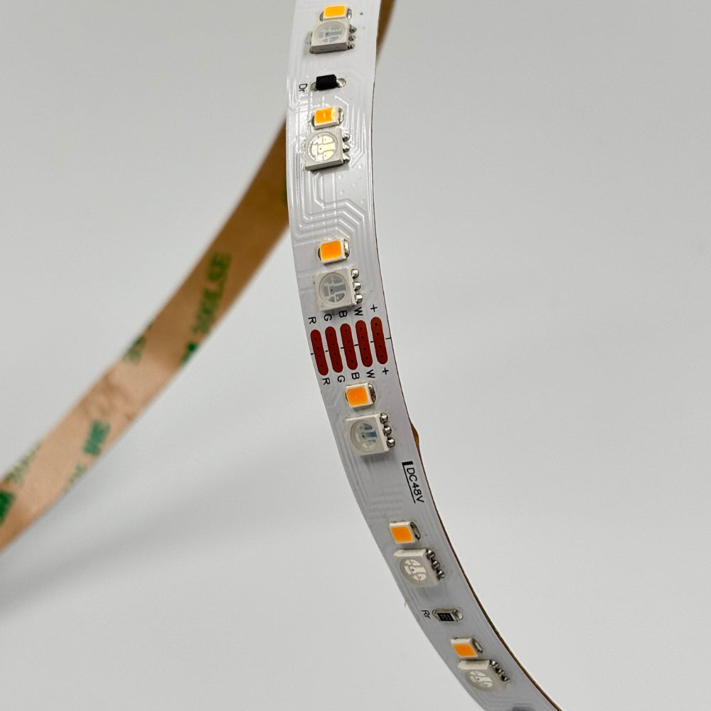 48V RGB+Warmweiß LED-Streifen 108 LEDs/m, 20m Länge, CRI 90