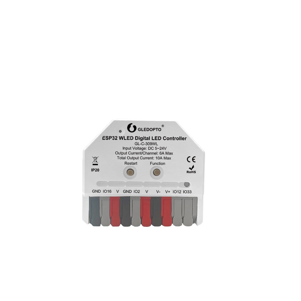 WLED Digital LED Controller 3-Kanal – 5–24V, WiFi & Mikrofon