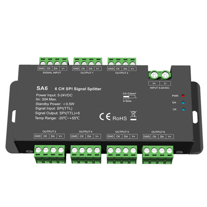 Signal-Spiltter für adressierbare SPI LED-Streifen 6-Kanäle