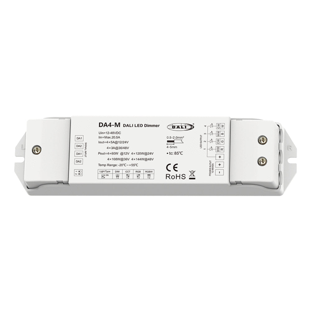 4-Kanal DALI LED-Dimmer für einfarbige & farbige Lichtsysteme