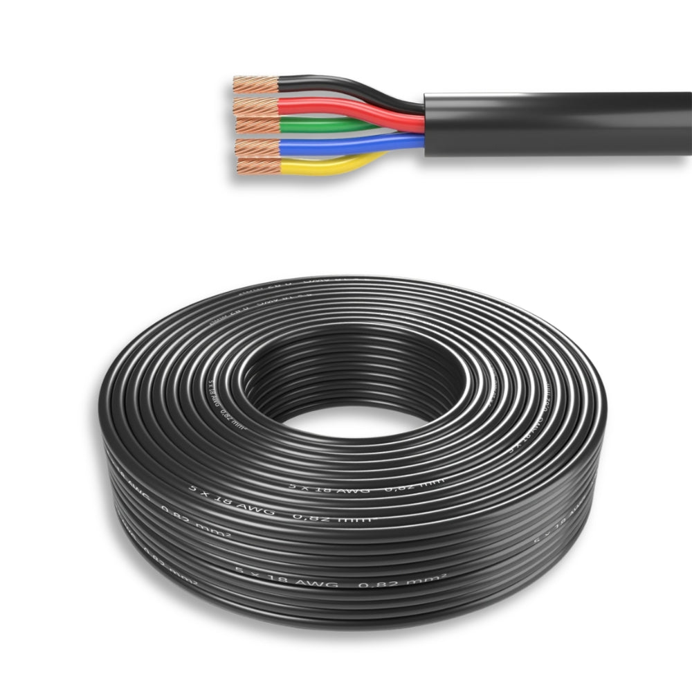 5-adriges LED-Kabel 10m mit PVC-Mantel, 5x0,5 oder 5x0,75mm², IP65