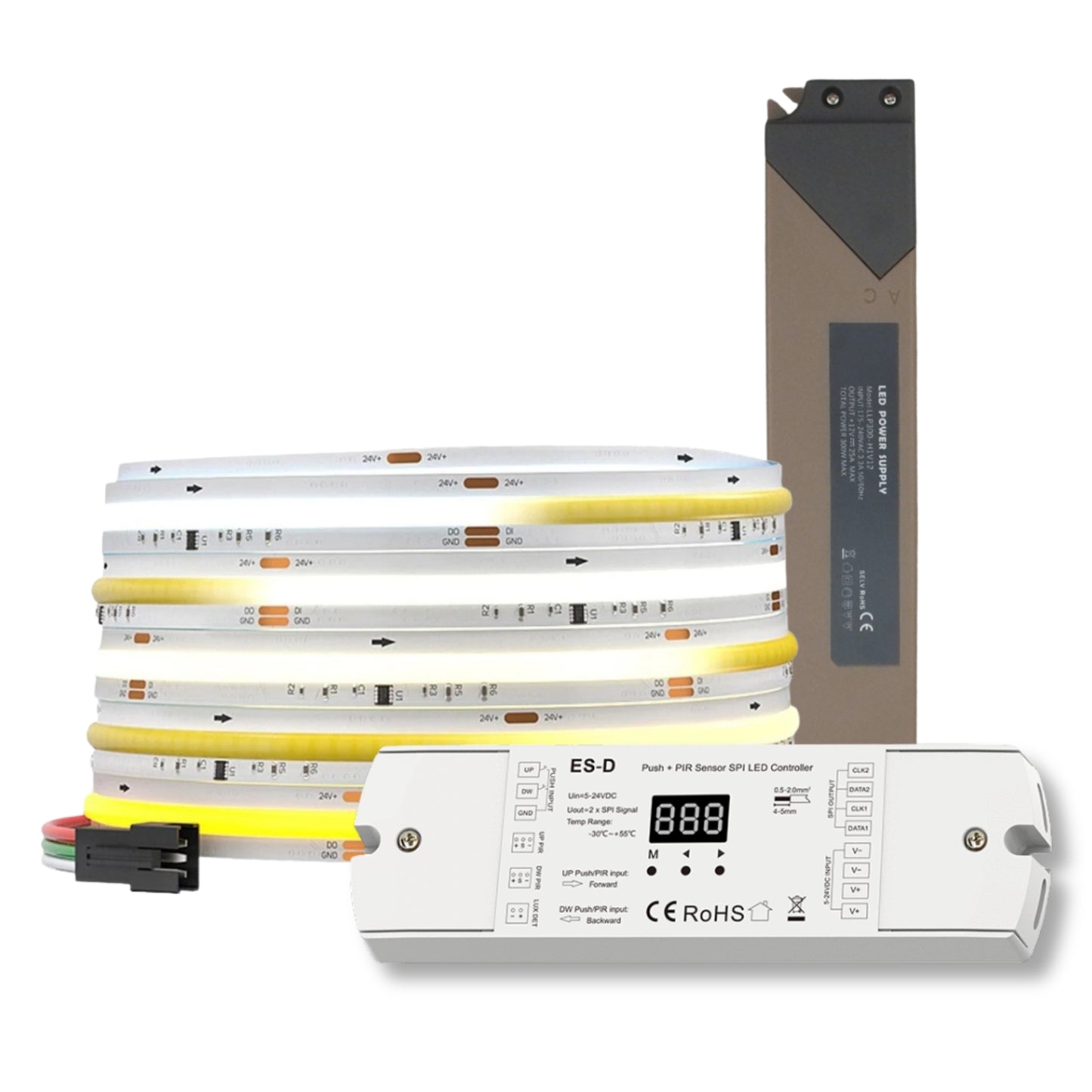 Adressierbares COB-LED-Set 24 V mit Lauflicht-Controller und Sensorsteuerung