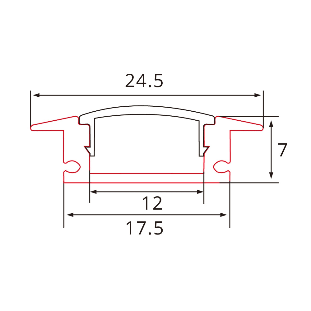 2m Aluminium LED-Profil eloxiert mit Anschlag