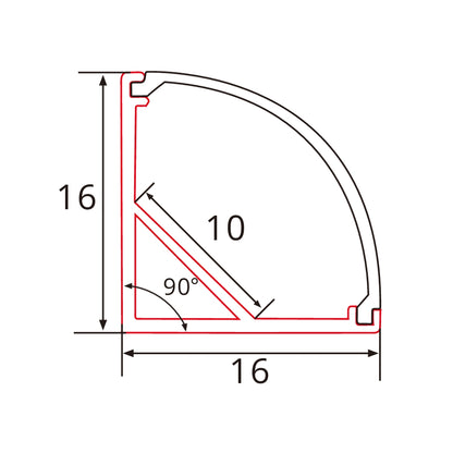 2m Aluminium LED-Eckprofil mit runder Abdeckung