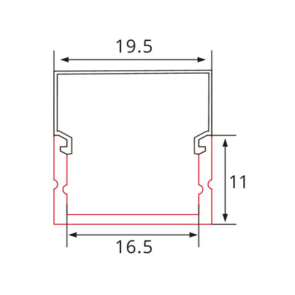 2m Aluminium LED-Profil mit rechteckiger Abdeckung