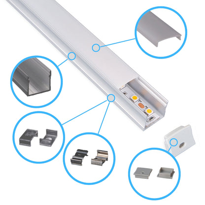 Breites Aluminium LED-Profil 23,5x20,5mm – Eloxiertes Aufputzprofil inklusive Zubehör