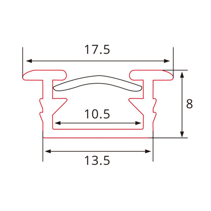 2m Aluminium LED-Profil mit Anschlag