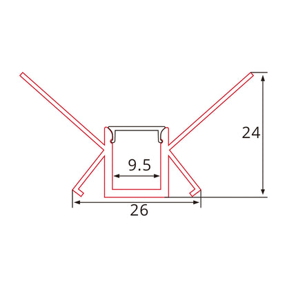 2m Unterputz Aluminium LED-Einbauprofil Innenecke