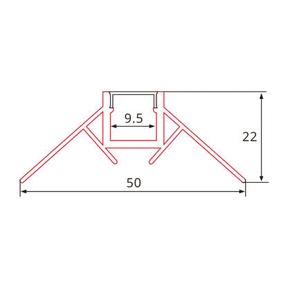 2m Trockenbau LED-Profil  – Aluminium Einbauprofil für Außenecken in Gipskarton