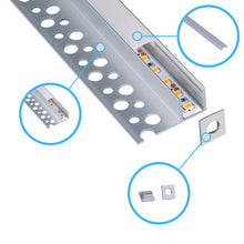 Aluminium LED Fliesenprofil 2m – Einbauprofil mit Montageflanke, diffus