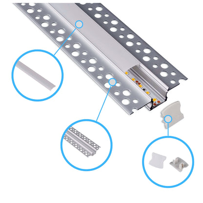 LED-Trockenbauprofil mit Spachtelfahnen – 2m Aluminiumprofil für Gipskarton