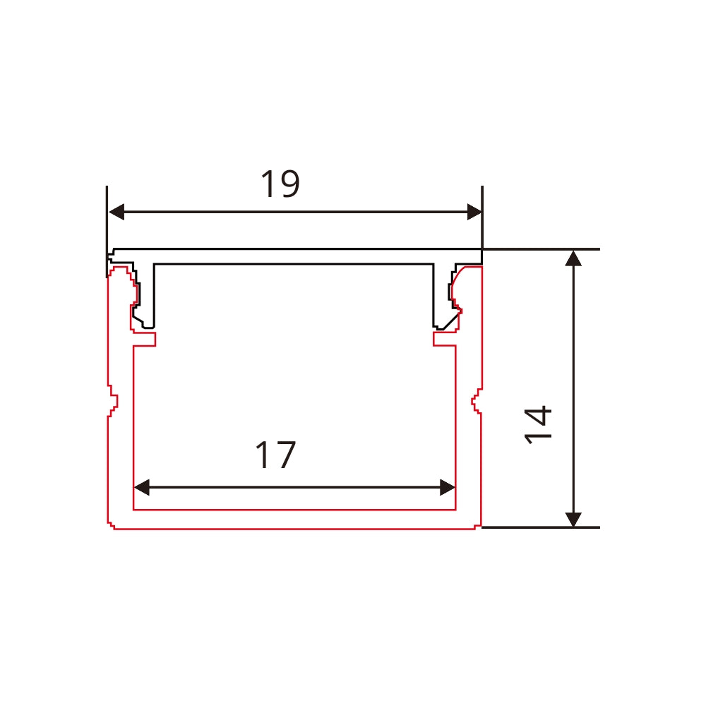 Eloxiertes 2m Aluminium LED-Profil 19x14mm – Aufbauprofil mit diffuser Abdeckung, Endkappen & Halterungen