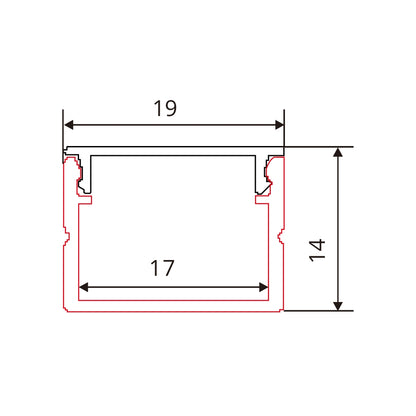 Eloxiertes 2m Aluminium LED-Profil 19x14mm – Aufbauprofil mit diffuser Abdeckung, Endkappen & Halterungen