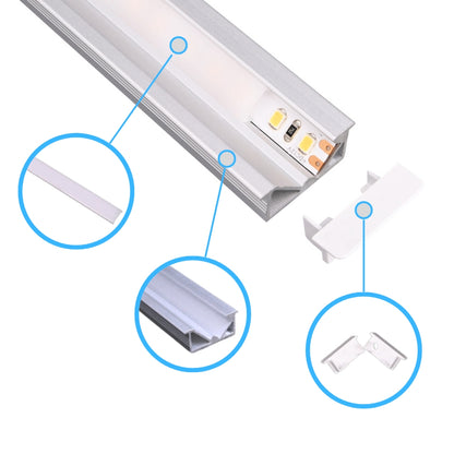 2m Aluminium-Profil mit 45° angewinkelter LED-Streifen-Einlage