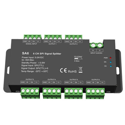 Signal-Spiltter für adressierbare SPI LED-Streifen 6-Kanäle