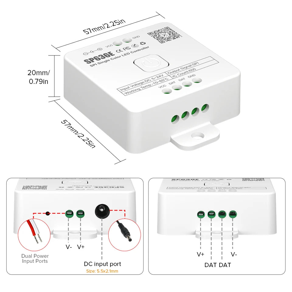 SPI LED-Controller mit App- & Funksteuerung für digitale RGB/RGBW/CCT Strips