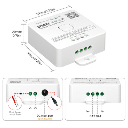 SPI LED-Controller mit App- & Funksteuerung für digitale RGB/RGBW/CCT Strips