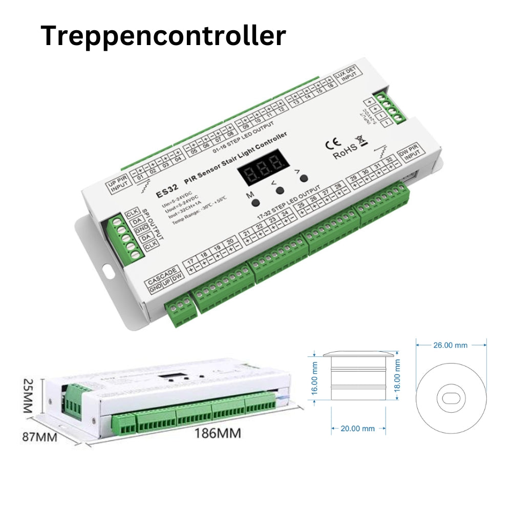 LED Treppenbeleuchtung Komplettset inklusive LED-Streifen und Zubehör
