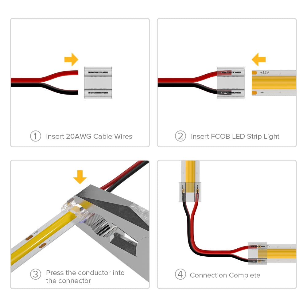 Verschiedene LED Konnektoren für 2-Pin COB LED-Stripes 10mm