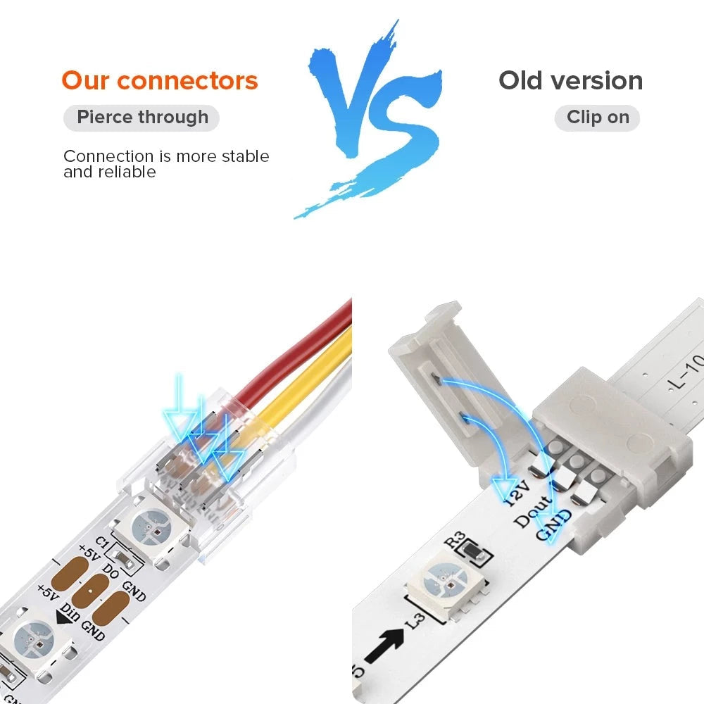 Verschiedene LED Konnektoren für 2-Pin COB LED-Stripes 10mm