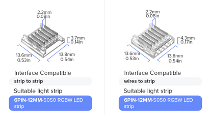 Verschiedene LED Konnektoren für 6-Pin LED-Stripes