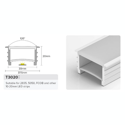 30*20mm wasserdichter Einbau-Silikonschlauch für 10-20mm LED-Streifen