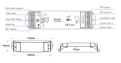 1CH 15A 12-48V LED-Dimmer